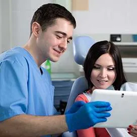 A patient in the chair during treatment at the Brookfield practice.